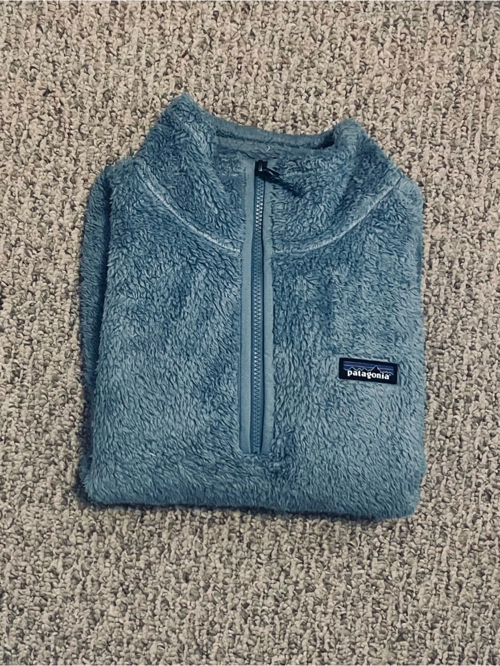 Patagonia Kids Blue Fuzzy Half-Zip Puffer